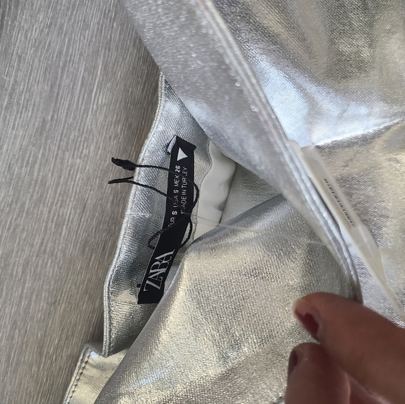 ZARA BRAND NEW METALLIC STRAPLESS DRESS SIZE SMALL - Picture 6 of 8